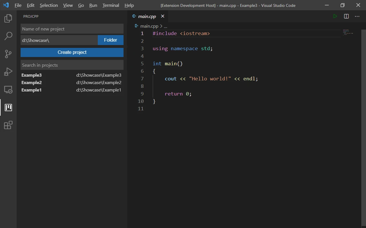ProjCpp screenshot