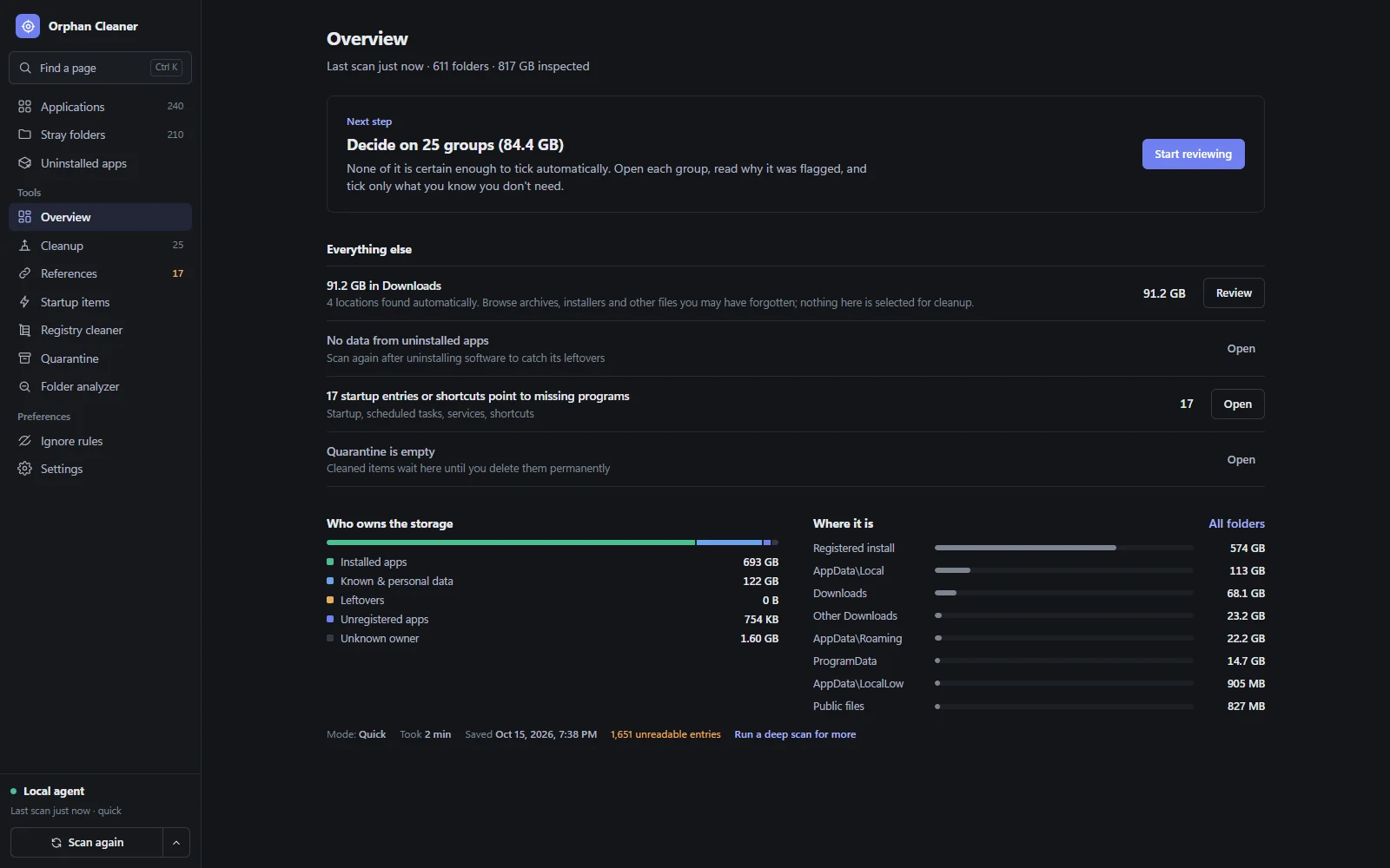 Windows Orphan Cleaner screenshot